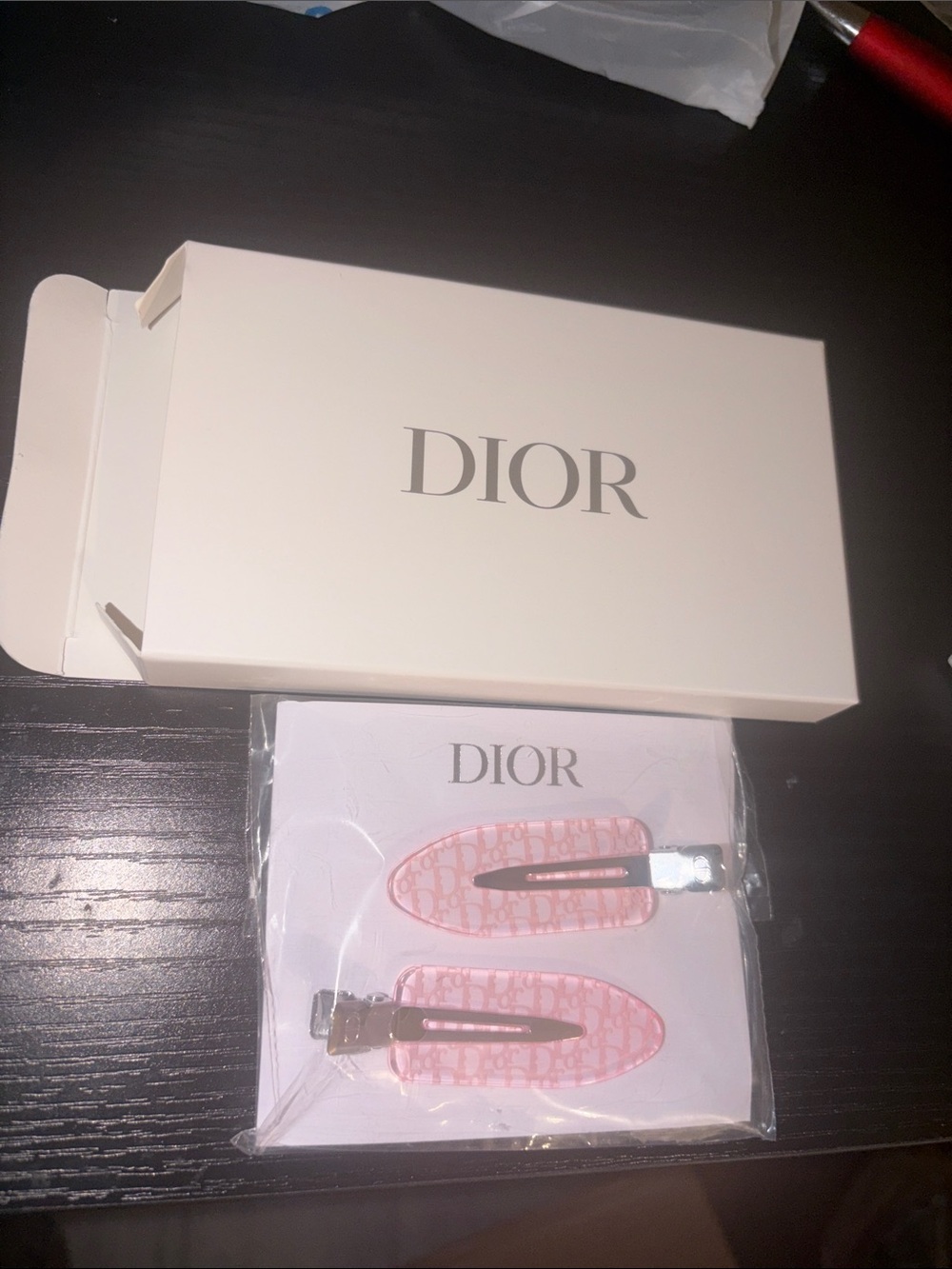 Dior Pink Monogram Hair Clips - Pair